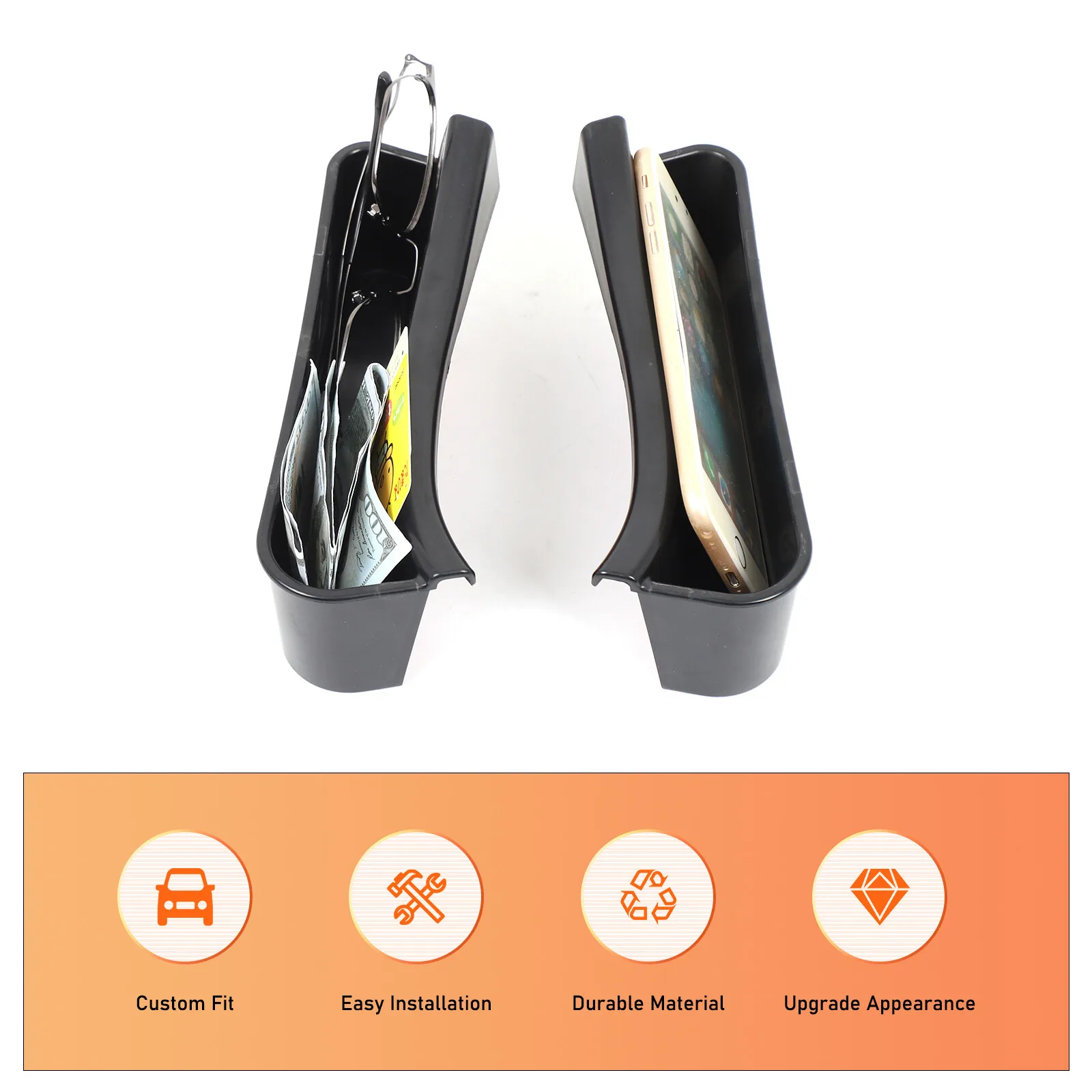 

2PCS ABS Car Door Armrest Stowing Tidy Container Tray For Seat Leon MK2 1P 2008-2012 ABS Car Center Console Side Storage Box