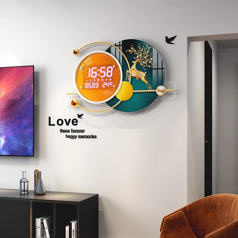 Led Digital Wall Clock Modern Design Luxury Electronic Silent Large Calendar Clock Wall Art Duvar Saati Living Room Decoration