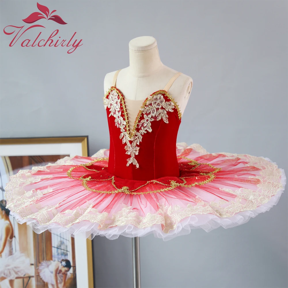 Vestido de balé tutu para meninas, traje de dança verde, panqueca, vestido vermelho para crianças, bailarina, novo