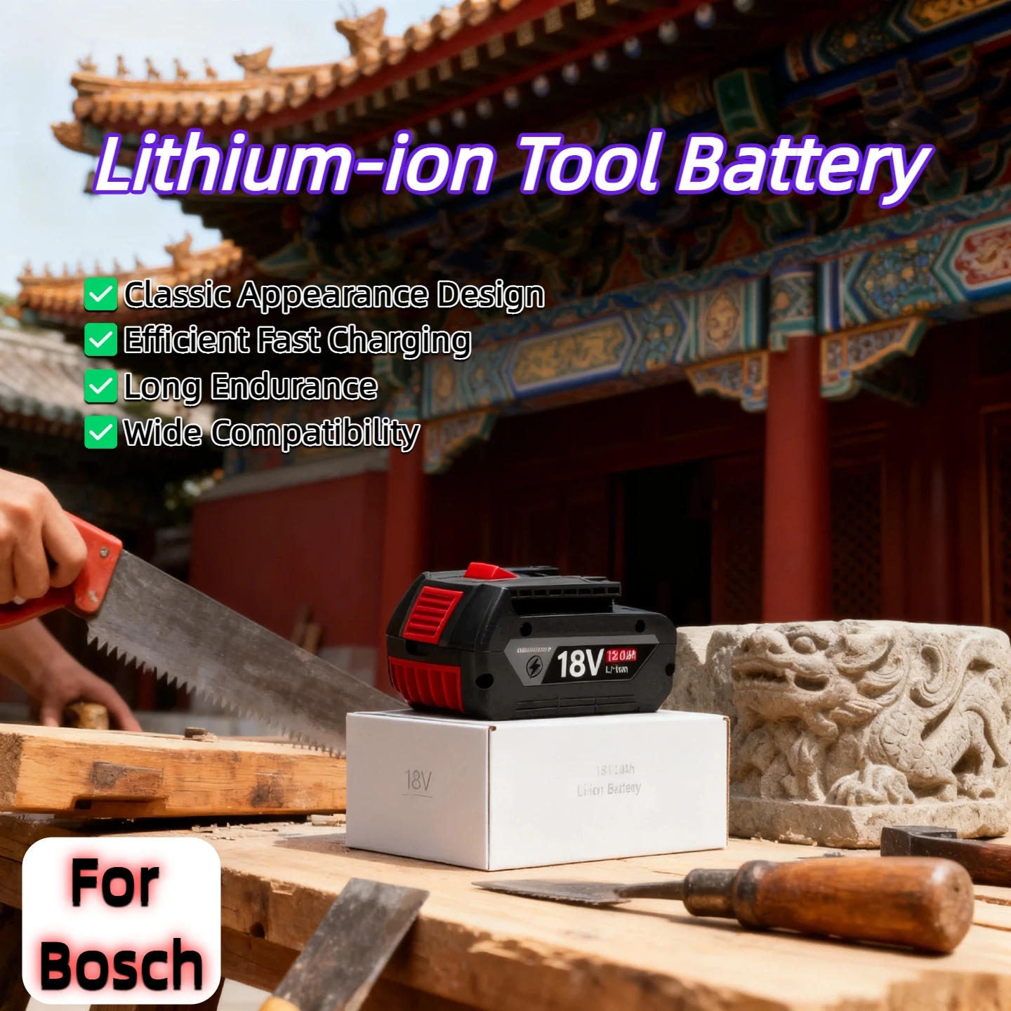 

18V 6.0ah Rechargeable Lithium Battery for Bosch 18V 12.0A Backup Battery Portable Replacement GBA GSR GSB BAT618 BAT609 BAT620