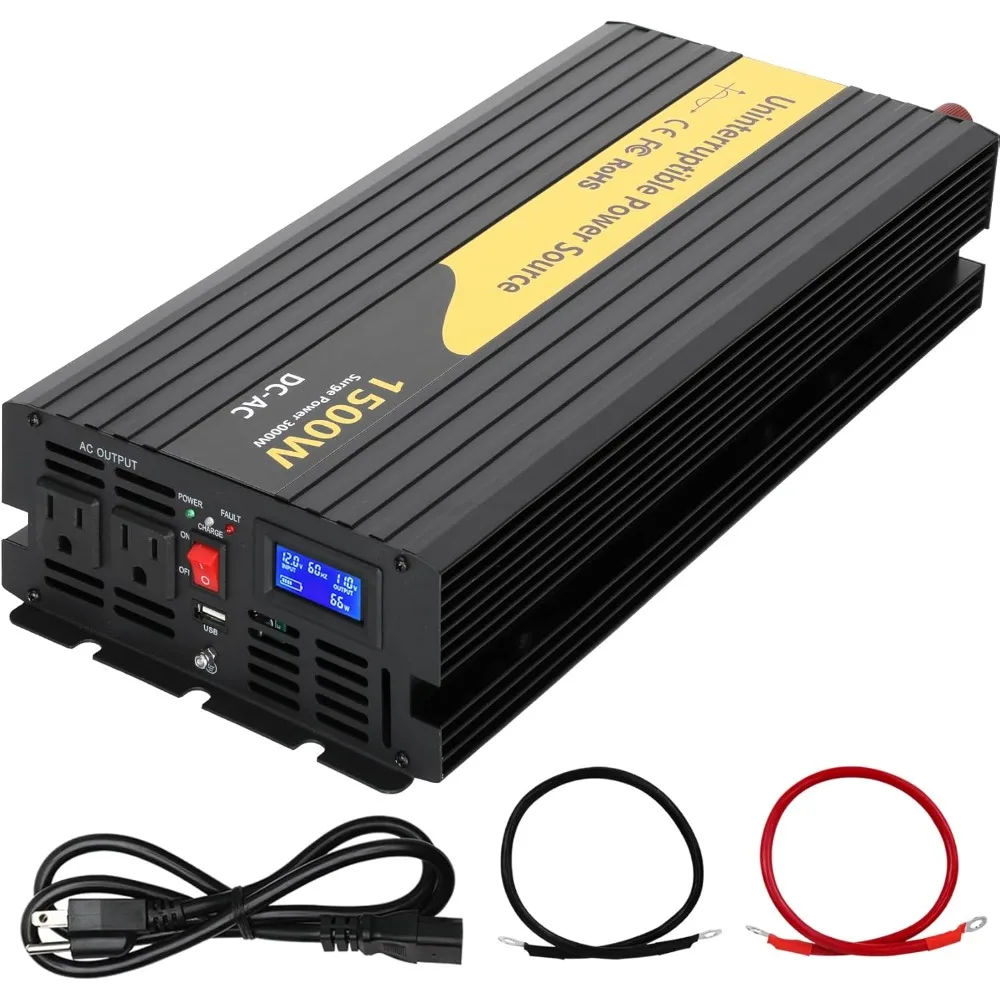 1500W Primary Sump Pump Battery Backup, Black, LCD Display, Auto Switches for Continuous Sump Pump Operation