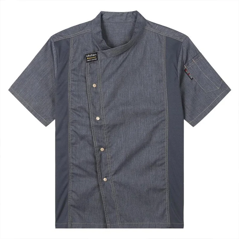 Gray Catering e Cozinha Camisa para Restaurante, Chef de Cozinha, Uniforme de Trabalho Baker, Roupas de Hotel, Cozinheiro Jacket, Macacão Café Garçom