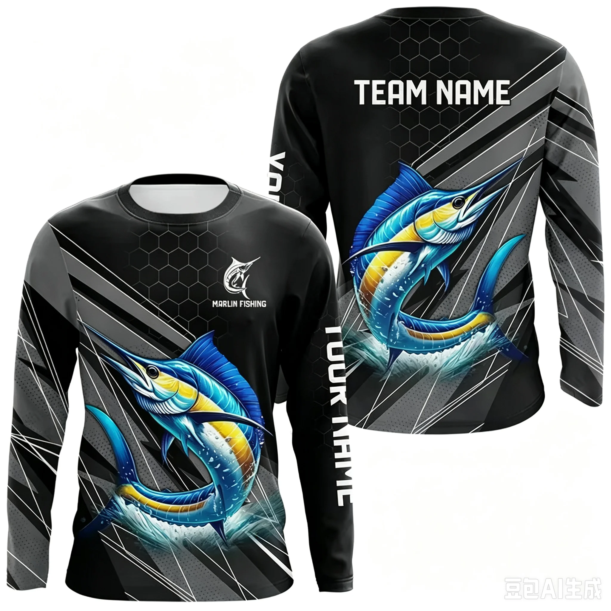 Men's 3D Full Print Dorado Blue Green Camo Long Sleeve Fishing Shirt UPF Sun Protection Outdoor Angling Quick Dry Casual Tops