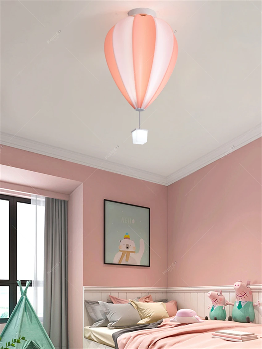 Nordic Color Hot Air Balloon Children's Room Ceiling Lights Modern Boys Girls Bedroom Kindergarten Creative Decorative Lighting