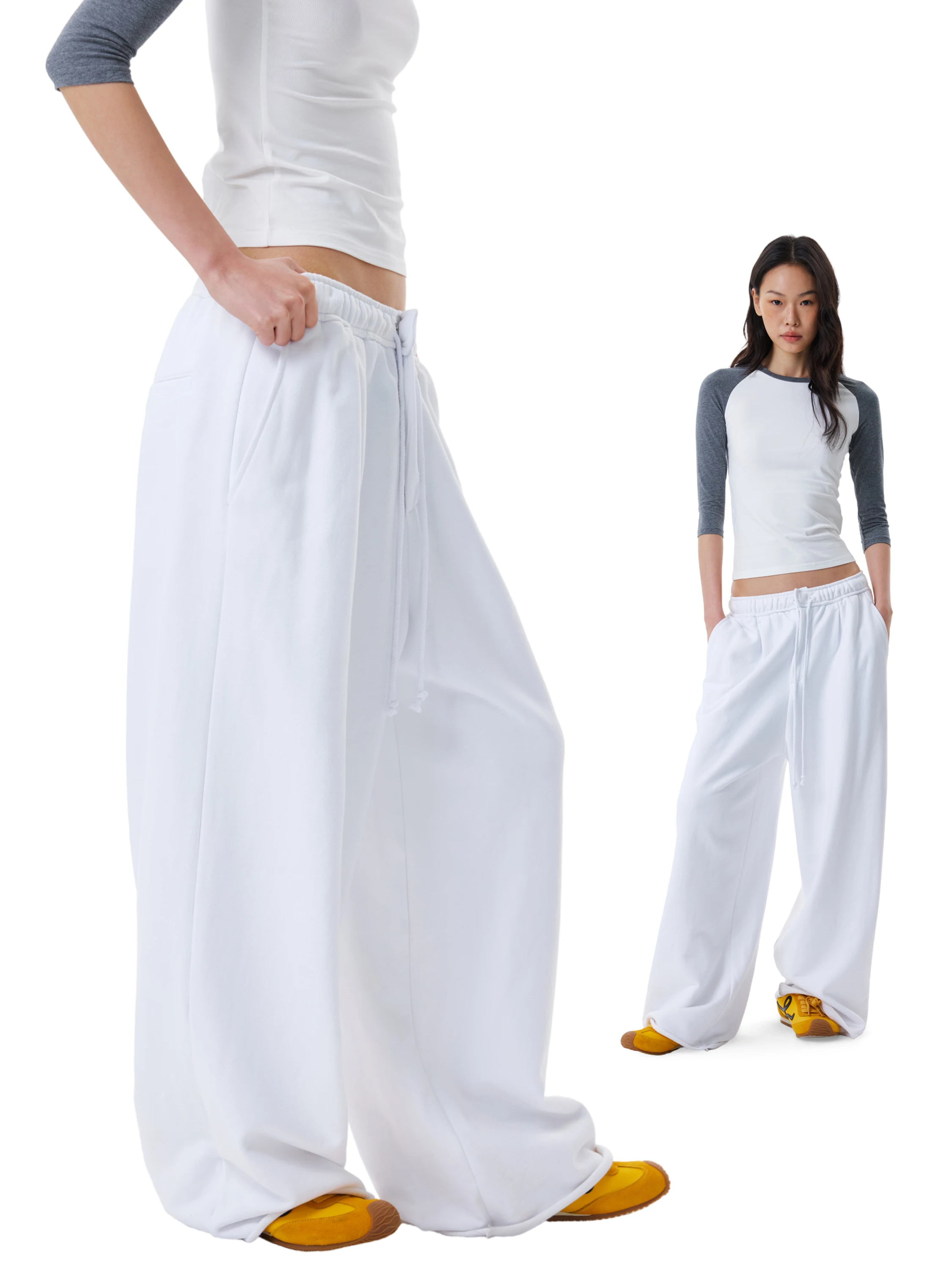 

Брюки GOGOBURN White Lazy L: женские свободные прямые брюки с широкими штанинами, весна 2026, премиум-класс