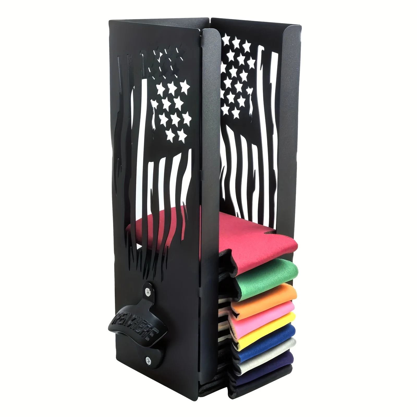 

Heavy-Duty Metal Beer Opener & Wall-Mount Cooling Rack. Rustic Design, Space-Saving. Ideal Gift for Home Bar & Party Hosts.