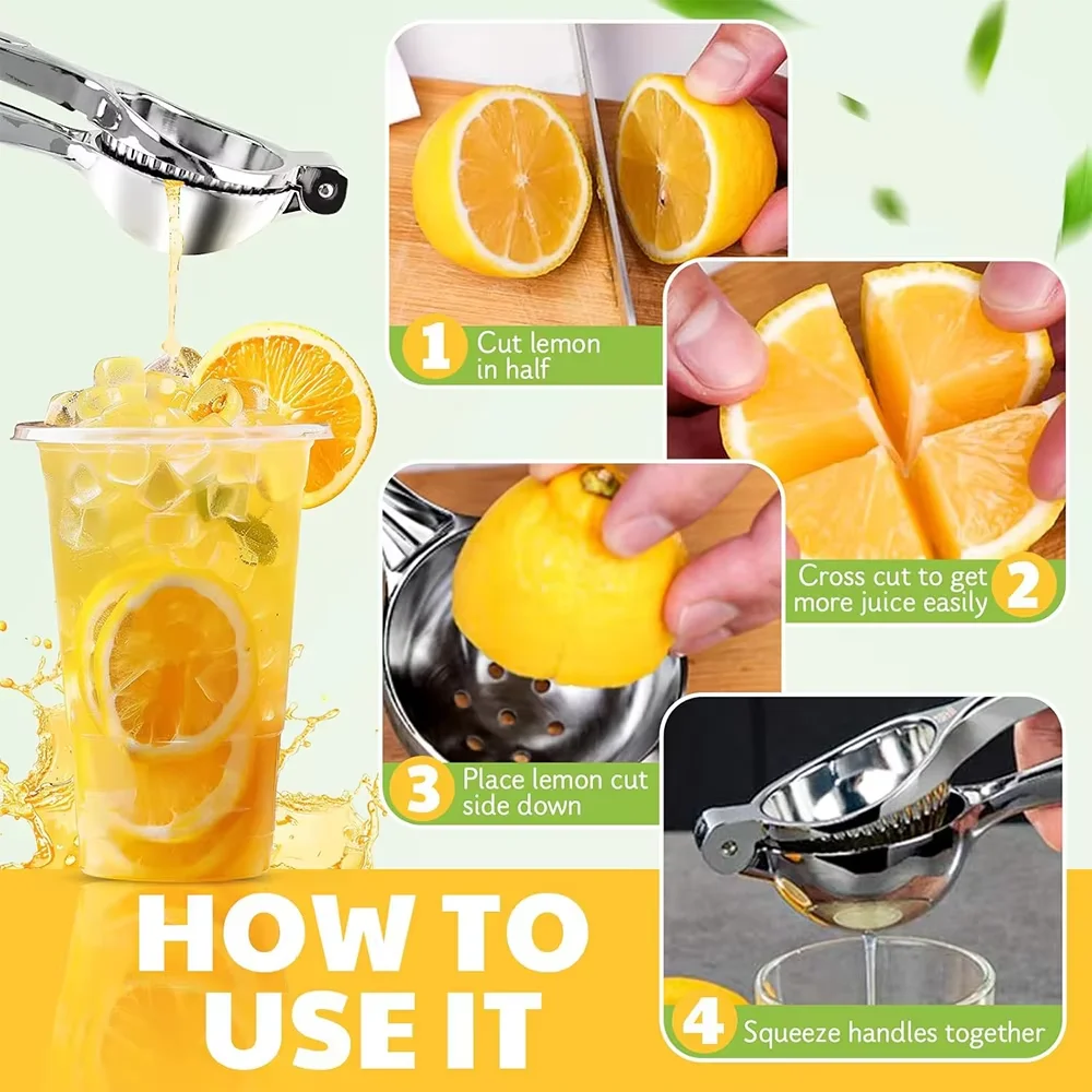 LMETJMA Premium Lemon Squeezer Zinc Alloy Manual Press Juicer Lime Squeezer Heavy Duty Citrus Juicer Squeezer Bowl Kitchen Tools view 6