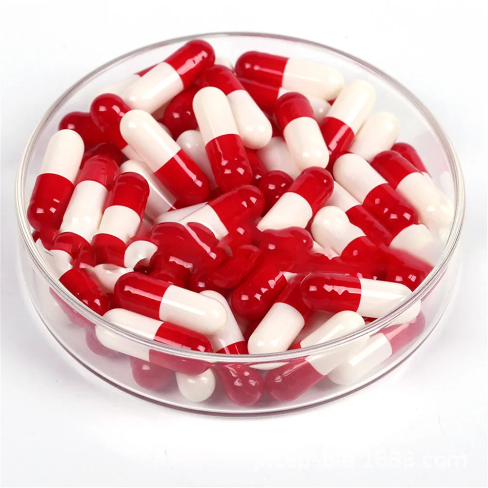 Capsules vides en gélatine dure, 1000 pièces, taille 00 #0 #1 # rouge blanc, Capsule creuse pour médicaments