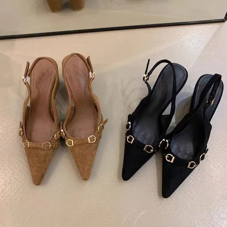 

2026 Summer New Pointed Simple Shallow Mouth Comfortable Women's Gladiator Sandals Outwear Back Strap Women High Heeled Sandals