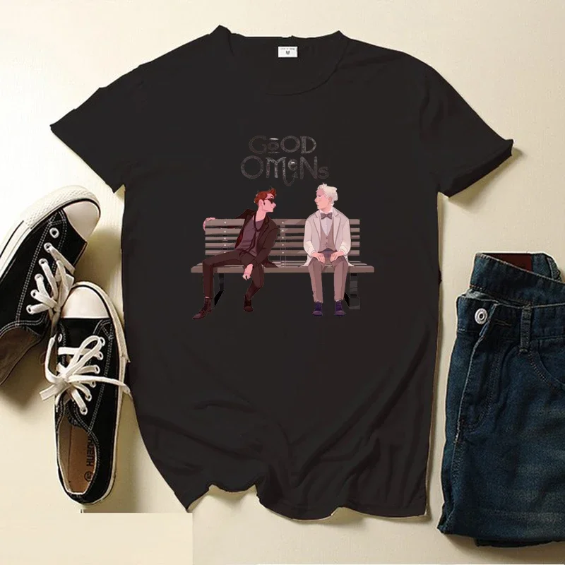 Good Omens Graphic T-Shirt Men Aziraphale Ineffable Go David Tennant Angel Amazing Woman Tees Short Sleeve T Shirt Original