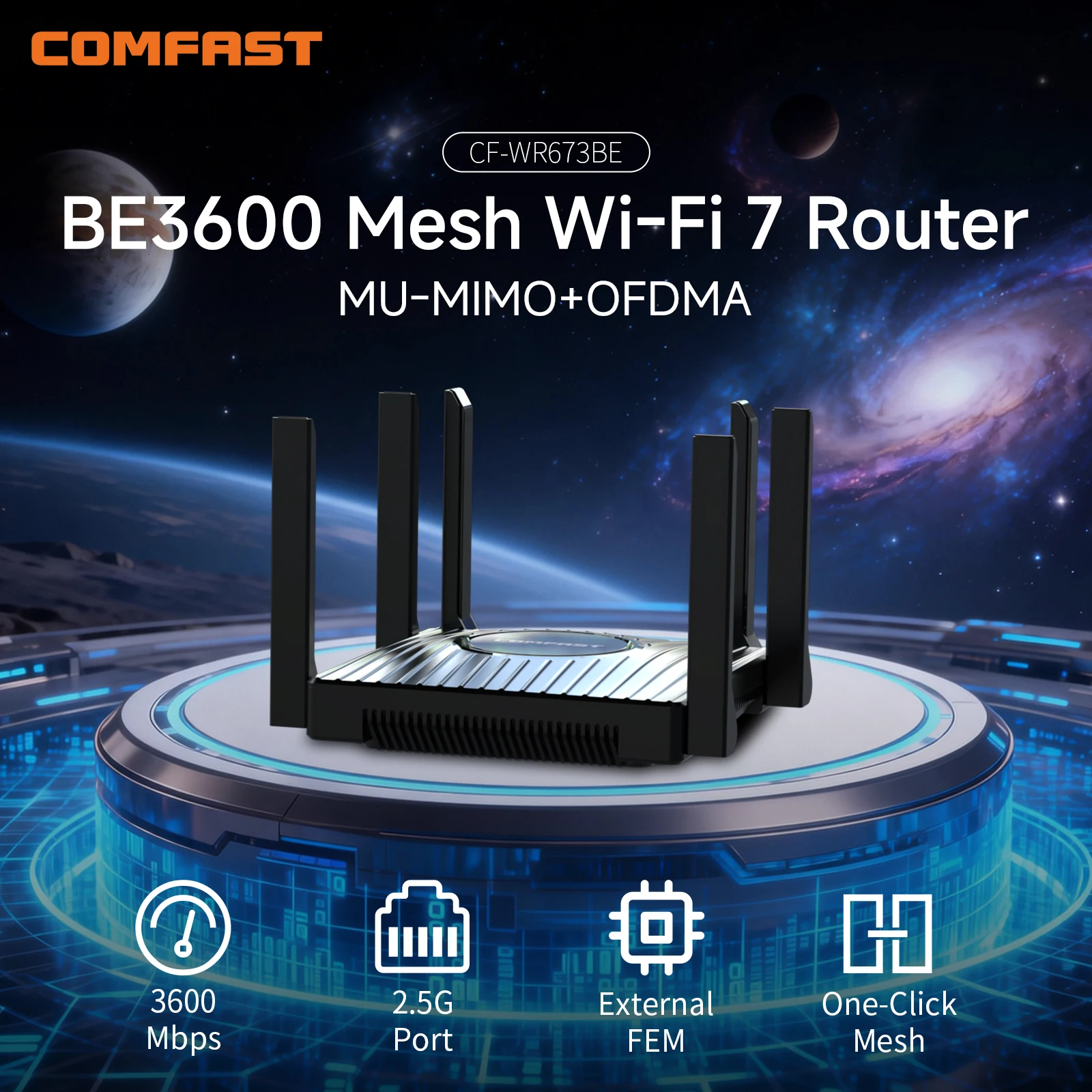 Comfast BE3600 Router WiFi7 Mesh Long Range Wireless Router 2.4&5.8Ghz WAN LAN Wi-Fi7 Mesh Wifi Range Extender Network Repeater