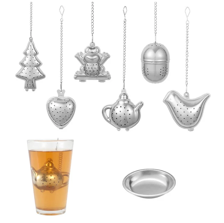 Modern Stainless Steel Hanging Cup Tea Infuser with Dedicated Tray Office Tea Strainer Multiple Patterns for Brewing Gadget