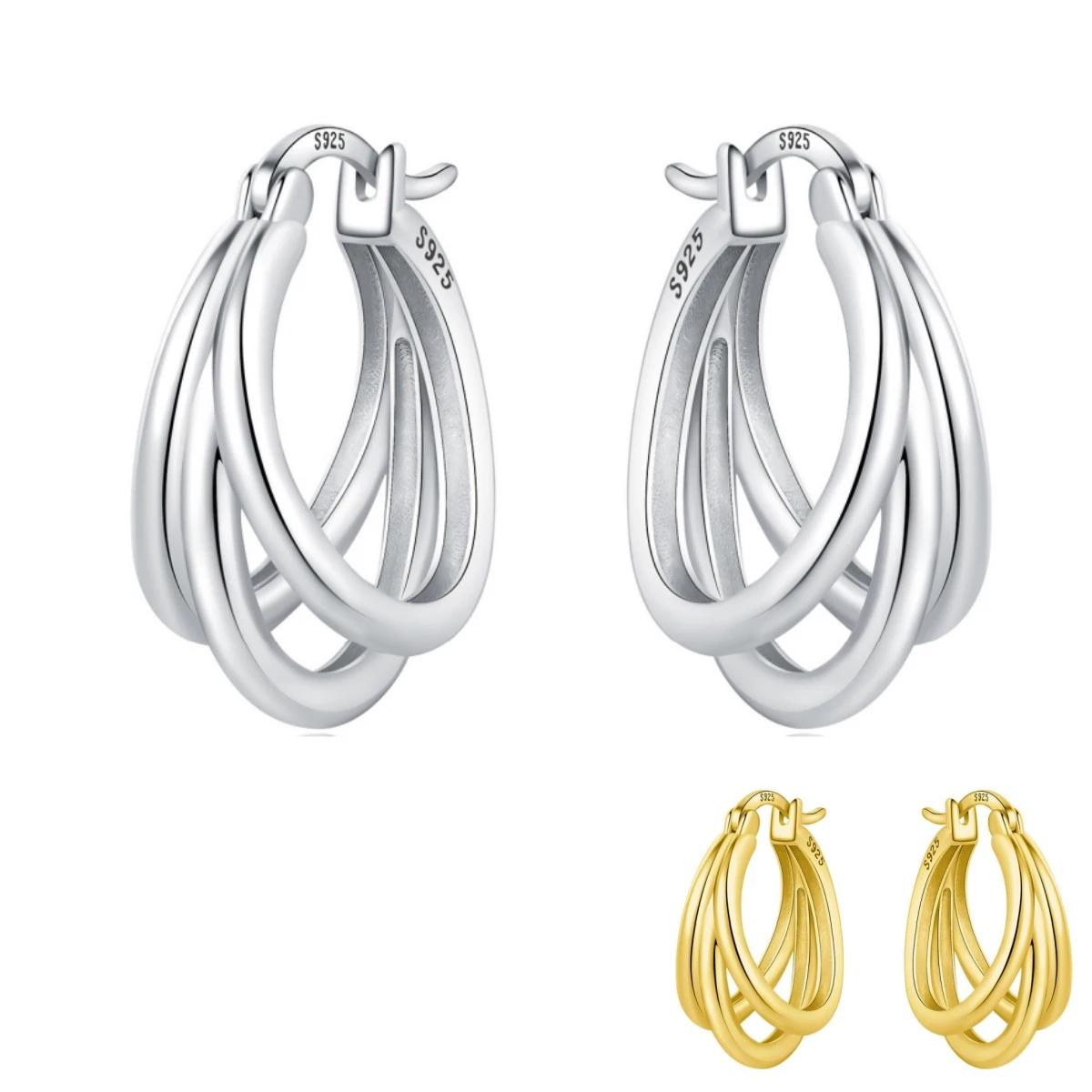 925 srebro wykwintne wielowarstwowe kolczyki biżuteria wszechstronne kolczyki koła dla kobiet biżuteria piękny prezent urodzinowy