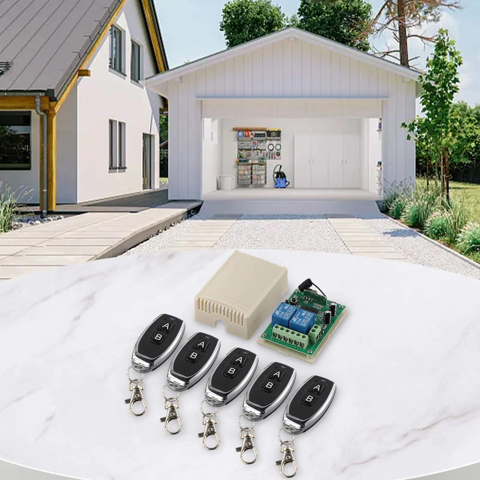 Opener Transmitter Receiver 2 Keys 2CH 433MHz Gate Learning code 1527 Relay Remote Control Switch Wireless DC 12V