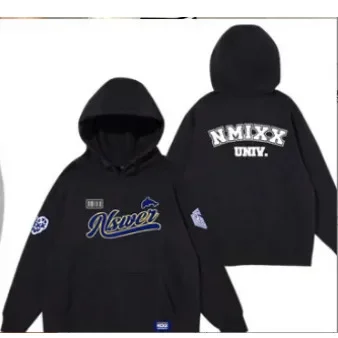 NMIXX World Tour 2025 هوديي فضفاض مناسب مطبوع داعم من ألياف البوليستر كم كامل نمط آخر من البر الرئيسي للصين