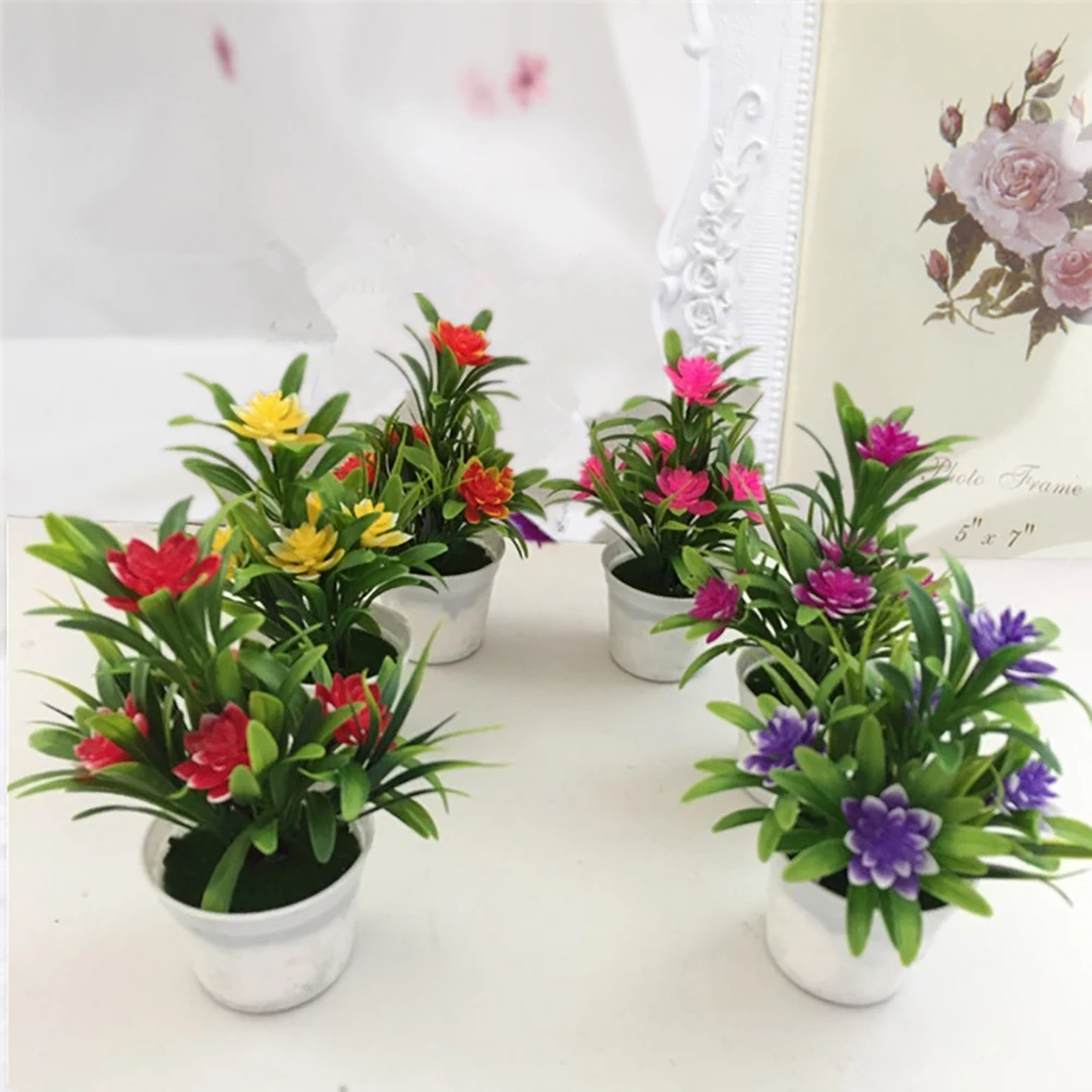 Artificial Fake Lotus Flower Potted Plant Bonsai Wedding Party Decor Garden Home Decorations