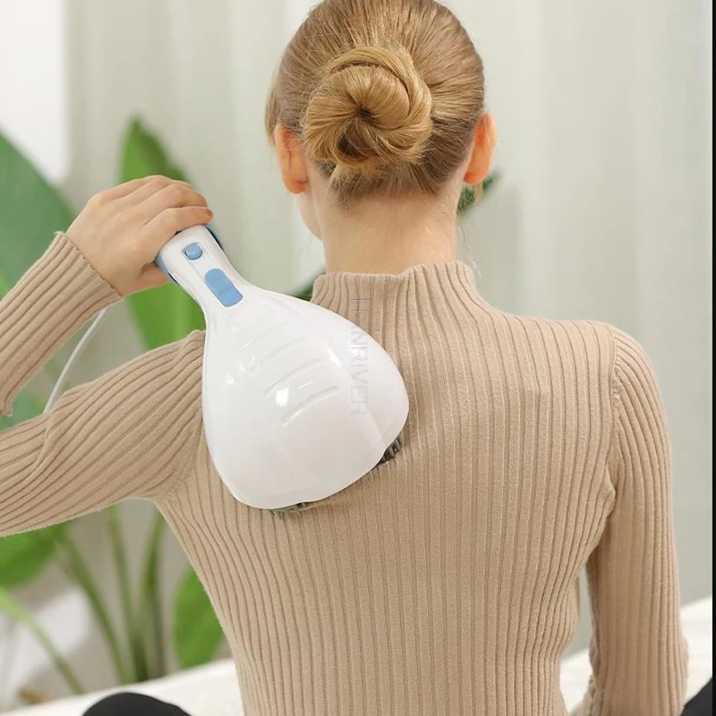 

Electric Handheld Massager Hammer Vibrating Double Head Neck Back Body Cervical Vertebra Relax Stick Roller With 6 Massage Heads