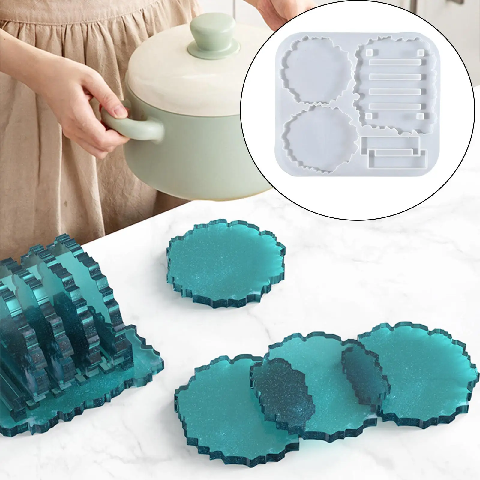 2x Epoxy Resin Coaster Casting DIY Widely Applicable Reusable