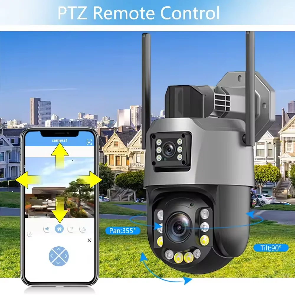 8MP 4K Dual-Lens PTZ Security Camera – 50X Hybrid Zoom (20X Optical), Outdoor WiFi, Human Detection, Two-Way Audio, Color Night