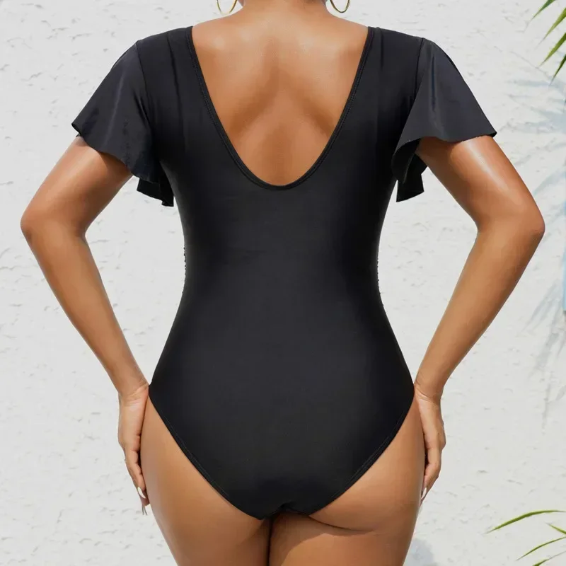 Black One Piece Large Swimsuits Closed Plus Size Swimwear Push Up Female Body Bathing Suits Pool Beachwear Women's Swimming Suit