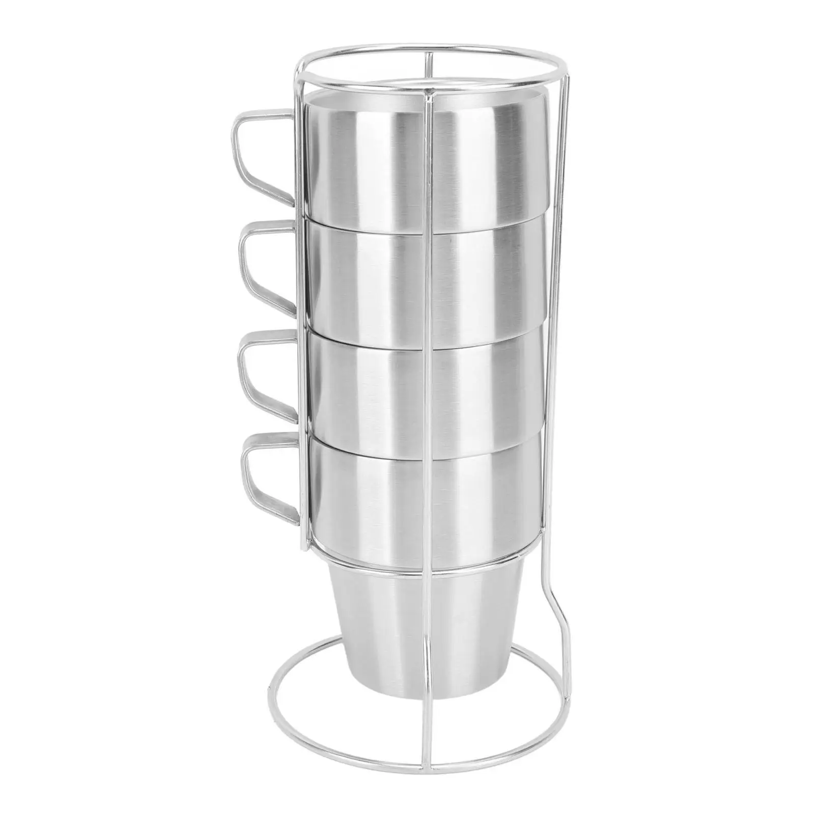 300ml Insulated Stackable Coffee Cups Set - Stainless Steel Double Layer Mugs for juice & Iced Coffee