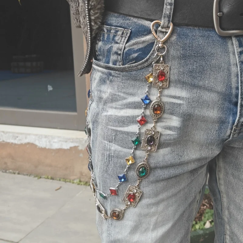 Copper Color Agate Retro Pants Chain Men's Heavy-duty One's Waist Hip Hop Accessories Light luxury Goods Holiday Gifts Key Chain