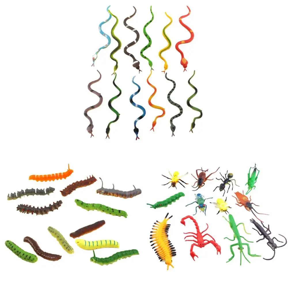 12 Pcs/Set Creative Mini Simulation Caterpillar Plastic Lifelike Simulation Insect Simulation Animal Model Kids Gifts,Toys Games