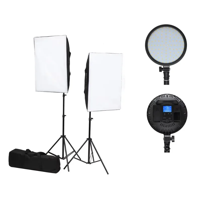 Double light continuous two-color 50 * 70cm soft box Studio lighting kit with light stand and photography soft box