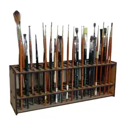 Paint Brush Holder 67 Holes Wooden Paint Brush Holder Stand Desk Organizer Watercolor Brush Tray Rack Accessories Painting Tool
