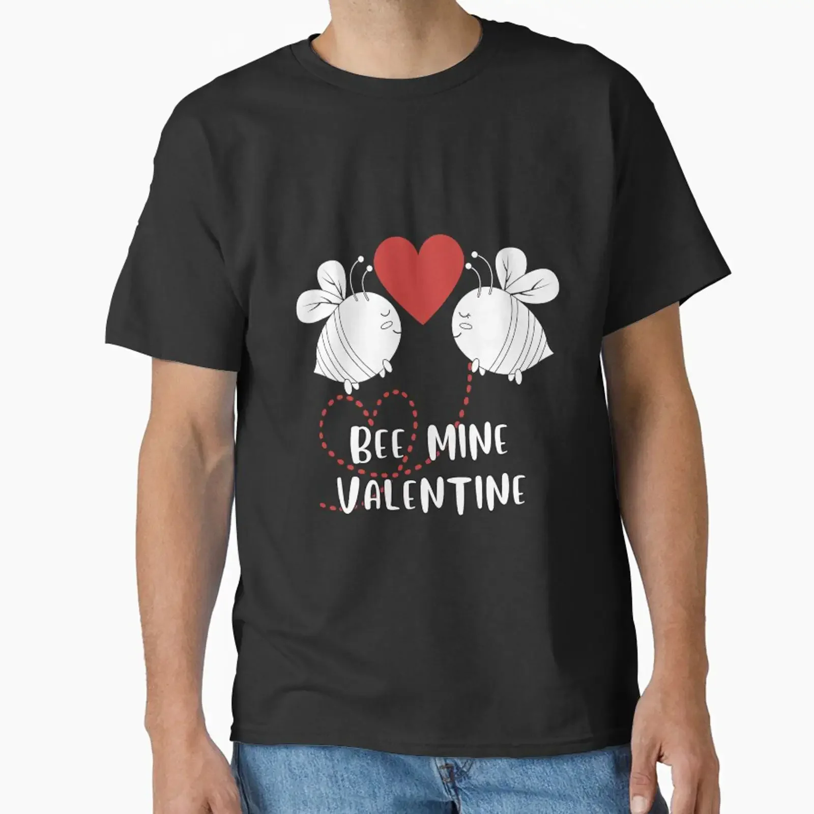 Heartwarming bee design for Valentine's day Classic T Shirt vintage Washed Comfortable Soft Top For Everyday Wear Unisex