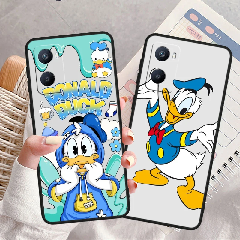 Disney Donald Duck Cute Tpu Silicone For OPPO A98 A96 A94 A74 A72 A57S A55 A53S A15S A16K A5 Black Cover