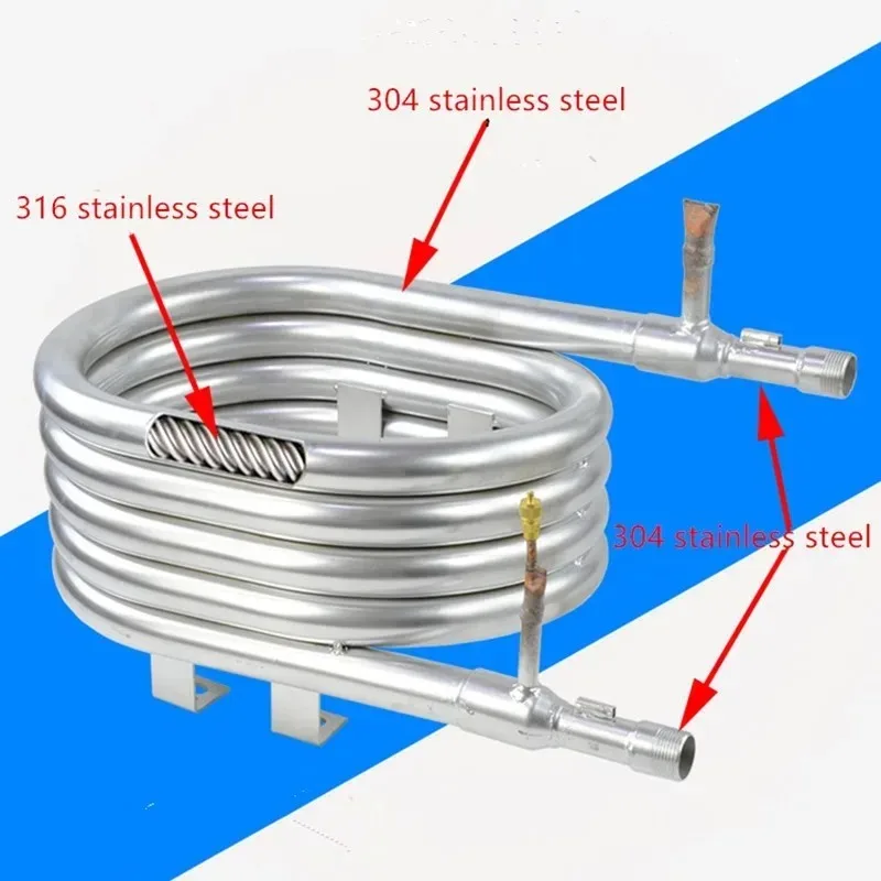316 Stainless Steel Shell & Tube Heat Exchanger 5HP, Anti-Corrosion Condenser/Evaporator for Heat Pump System
