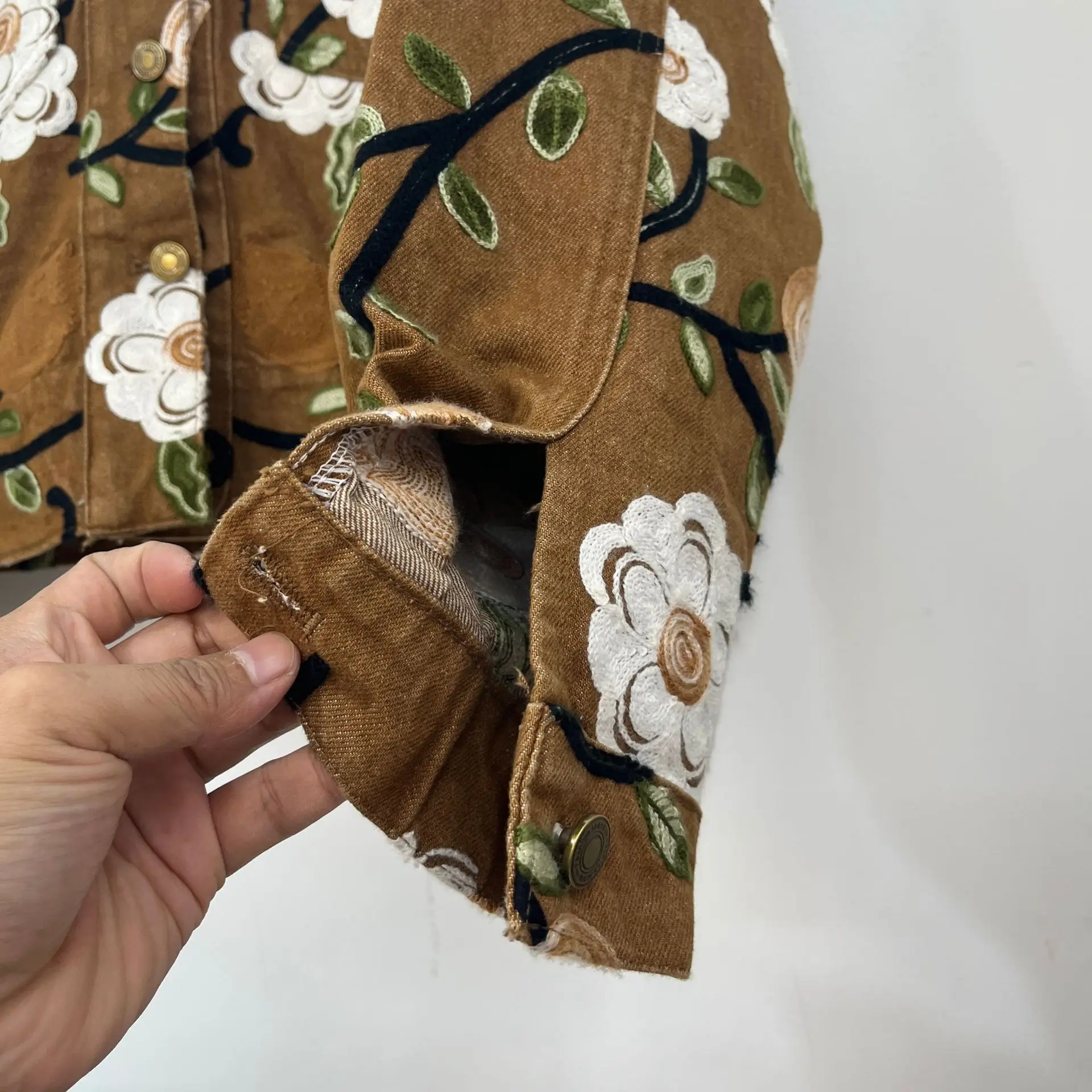 French Elegant Fashion Streetwear Denim Coat Embroidered Long Sleeve Single-breasted Versatile Loose Casual Jeans Jackets Women