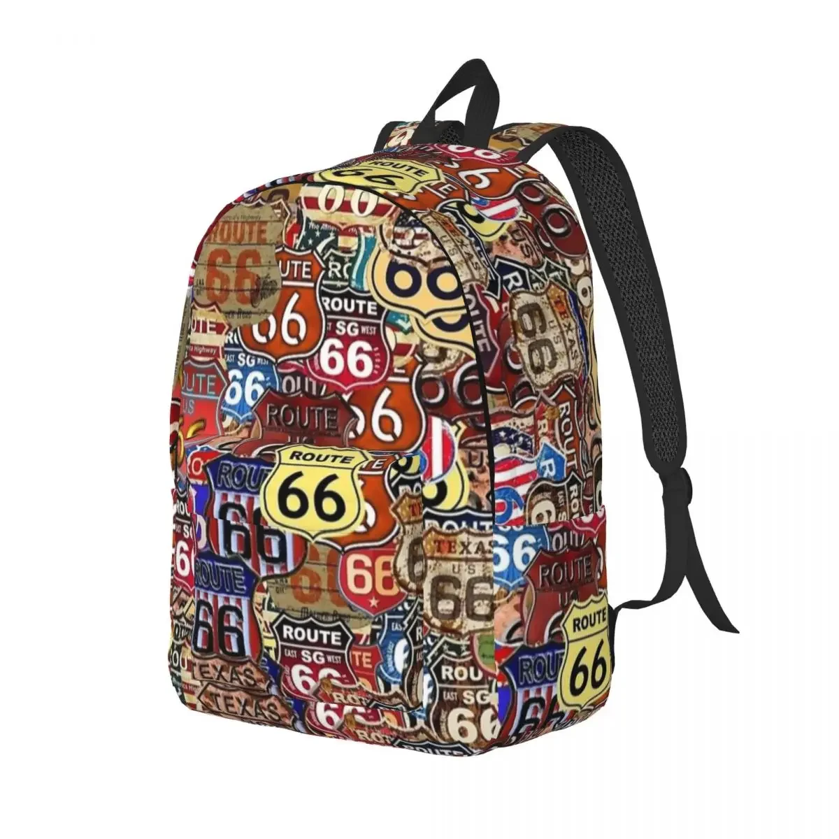 Route 66 Signs Backpack for Men Women Fashion High School Work Daypack College Canvas Bags Durable