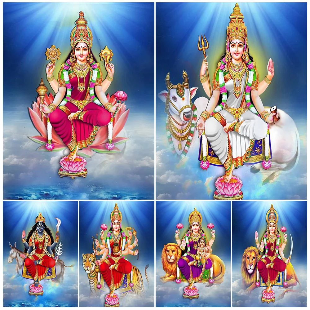 

Hindu Kali Goddess Ganga Lakshmi Saraswati Parvati Wall Pictures For Living Room Poster Wall Art Canvas Painting Unframed