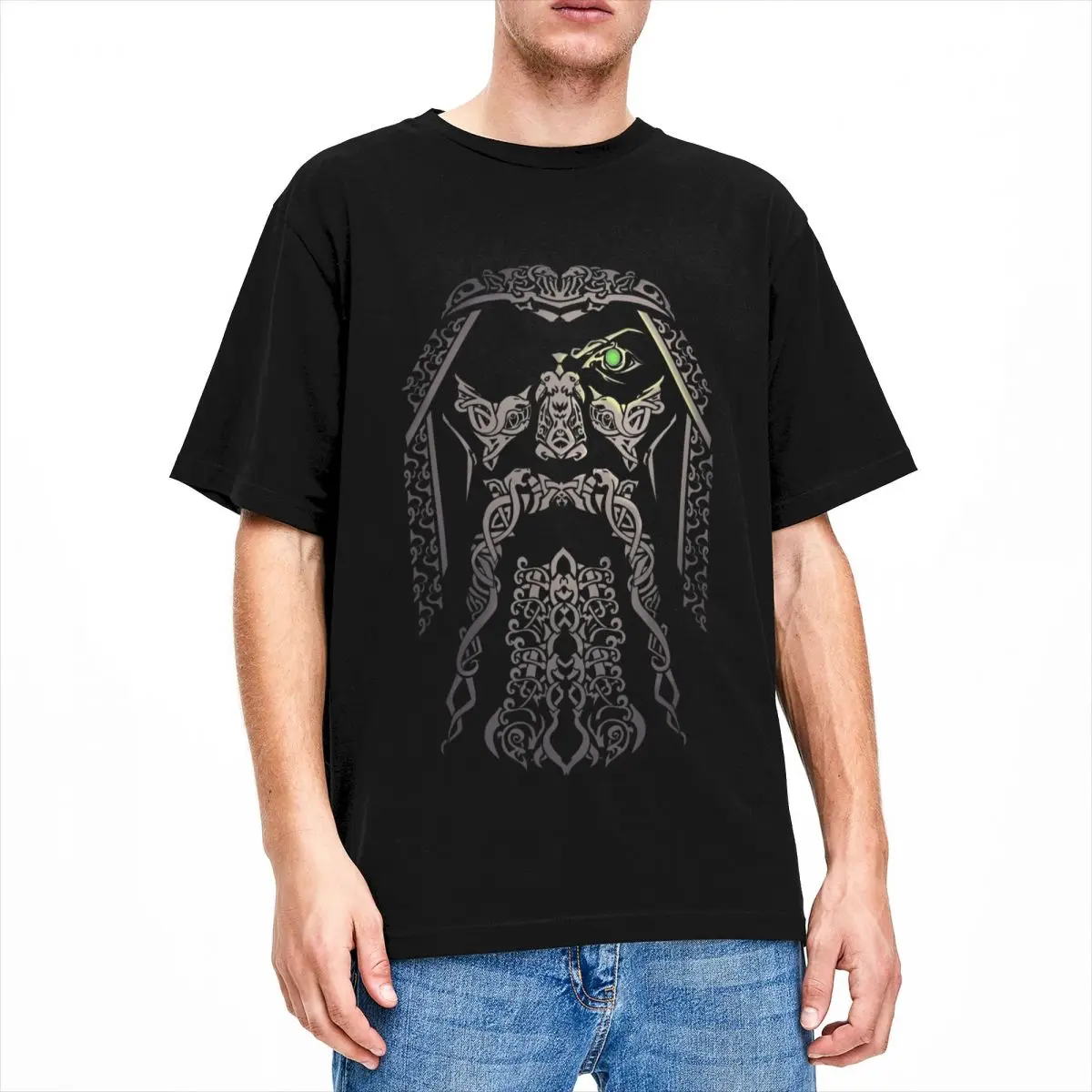 Men T-Shirts Odin Viking Gift Viking Costume Odinism Raven Beard Fun Cotton Tee Shirt Norse Valhalla T Shirts Clothing Printed