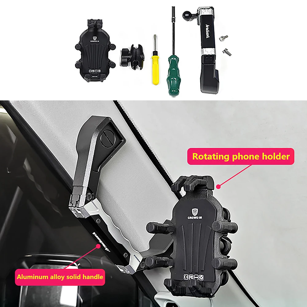 Modified Aluminum Alloy Car A-pillar Mechanical Handle For Chery Jetour Traveler T2 2023 2024 Expand Phone Holder Accessories ﻿