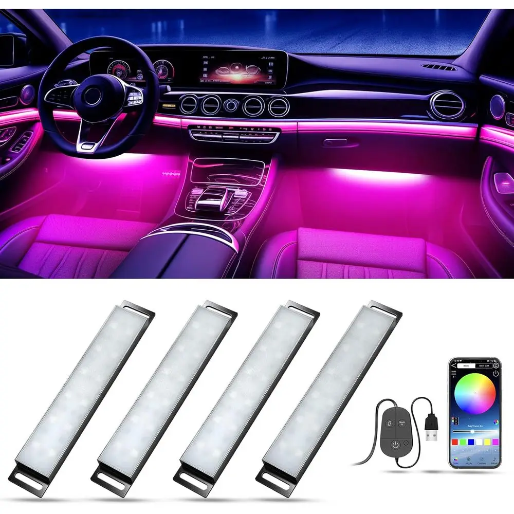 

LED Lights Interior, RGB Interior Car Lights with App Control & Music Sync, USB Under LED Lights for Trucks SUVs, DC 5V