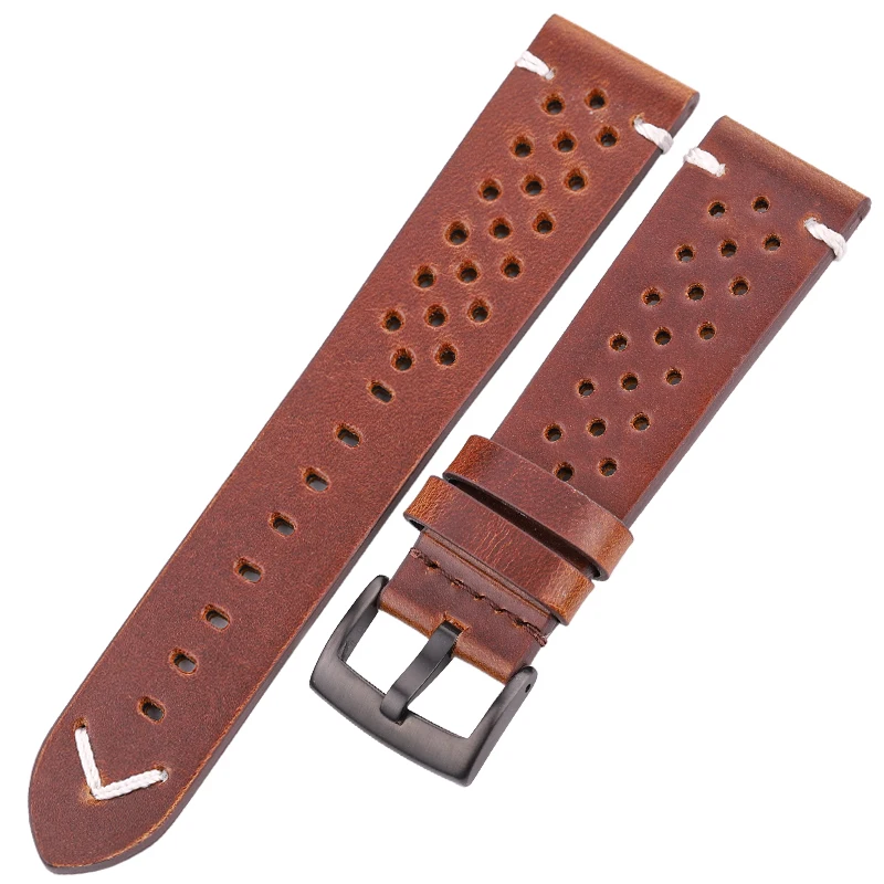 DUTRIEUX Handmade Armband 18 20 22 24mm Öl Wachs Echtem Leder Strap Frauen Männer 4 farben Atmungsaktive Uhr Band Armband zubehör 6