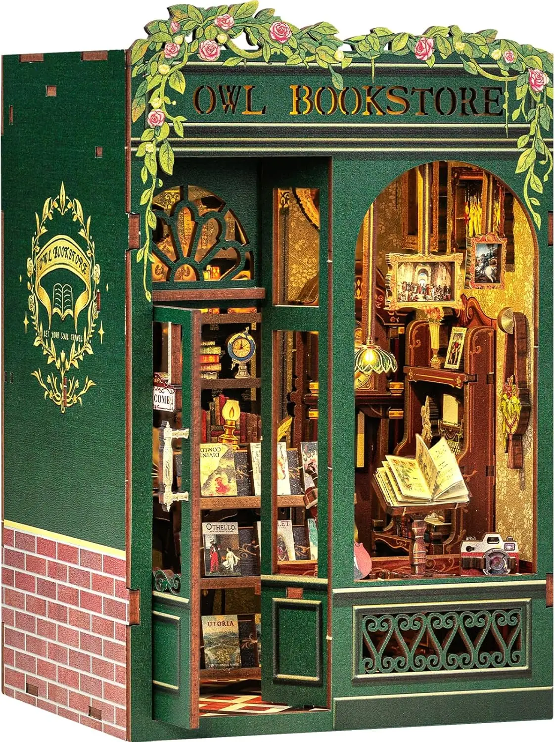 

Набор для самостоятельной сборки 3D-диорамы «Книжный уголок» из дерева, миниатюрная библиотека с LED-подсветкой, 139 деталей, подарок для взрослых