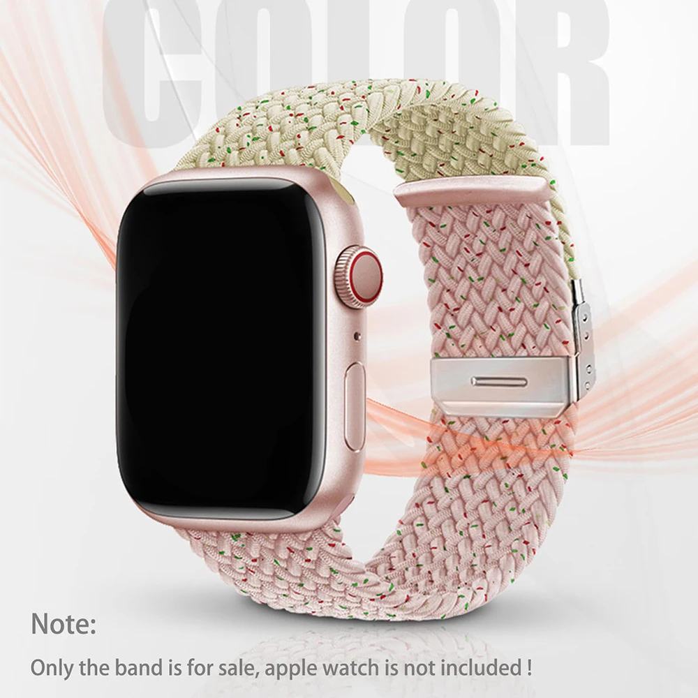 Braided Nylon Band for Apple Watch Ultra Strap 49mm 45mm 44mm 42mm 41mm 40mm 38mm Stretchy Bracelet iWatch SE Series 9 8 7 6 5 4