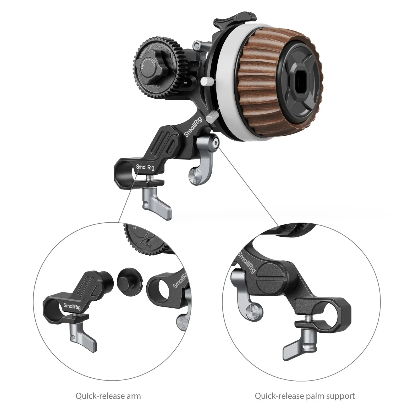 SMALLRIG Modular Follow Focus F60 Interruptor rápido de 3 passos para rotação reversível Modular Follow Focus para câmeras fotográficas