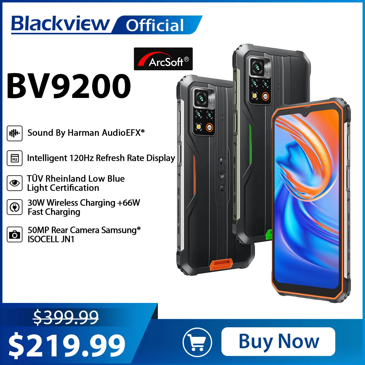 Blackview-頑丈なスマートフォン,bv9200,android 12, 6.6インチ,120hz,ディスプレイ,mtk helio g96,14gb,256gb,66w,急速充電 & 30w