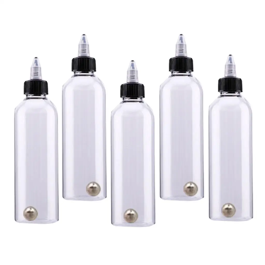 5 Pcs 250ml Empty Plastic Squeeze Bottle with Twist Applicators