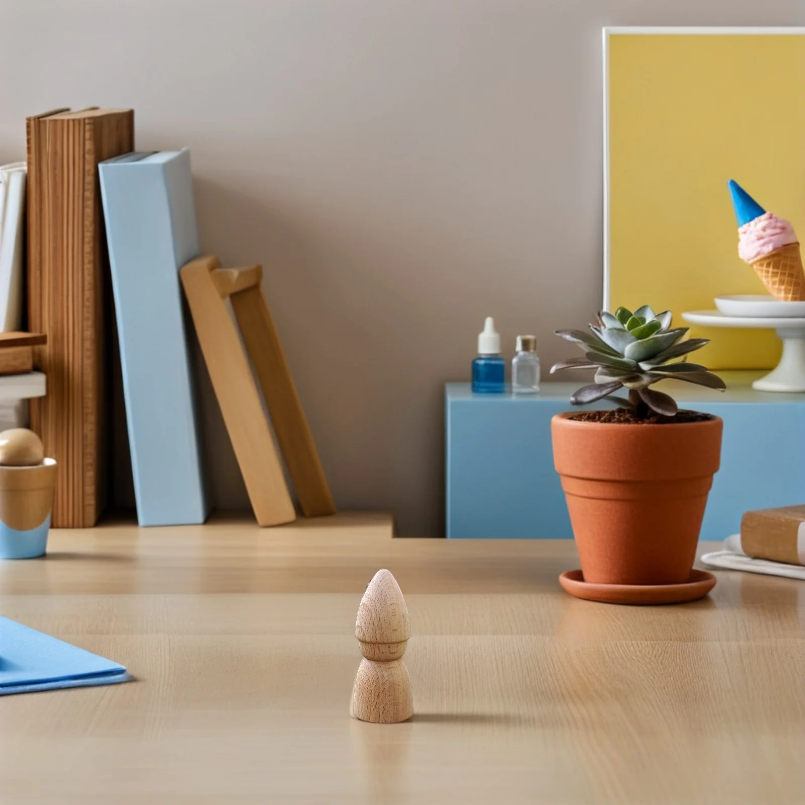 

6pcs Diy Wooden Unfinished Hand-Painted Craft Kits Wood Diy Decor For Educational Painting Puppets Wooden Ornaments