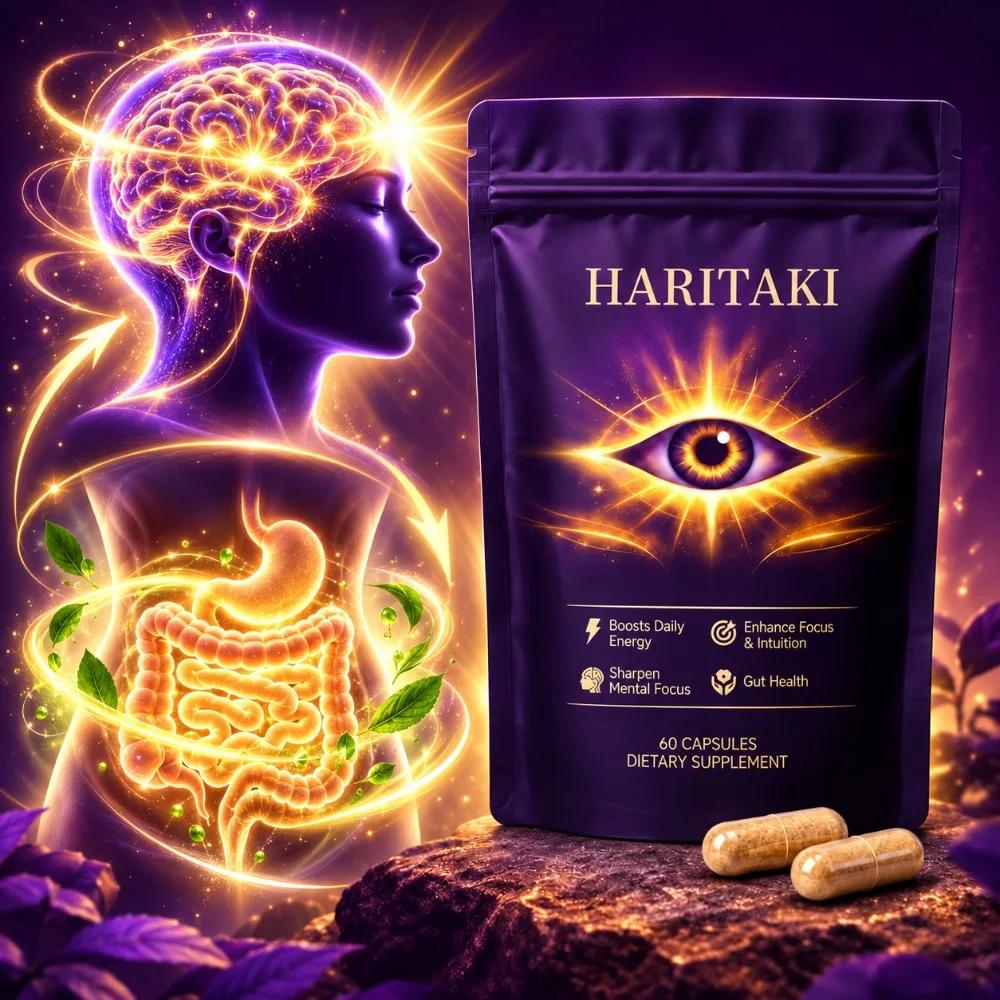 Haritaki Capsules Enhance Focus & Gut Detox, Boost Intuition and Sharpness, Terminalia Chebula 500mg, Ayurvedic Superfood, 60 Ct