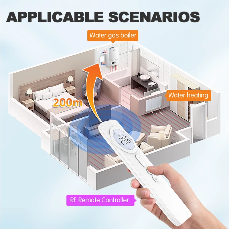 Tuya-Termostato Inteligente Sem Fio com Receptor, Aquecimento De Piso De Água, Controlador De Temperatura Alimentado Por Bateria, Wi-Fi, Alexa, Google Home