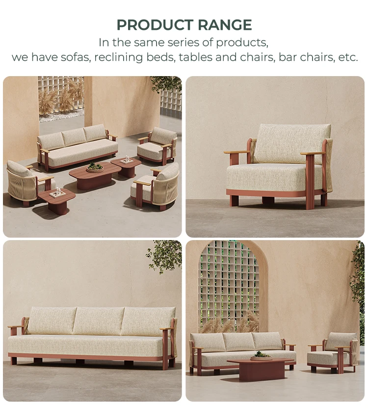 Holiday Villa Outdoor Sofa Set Luxury Quality Aluminum Outdoor Furniture Modern Design Sofa Garden Park Hotel Courtyard Furnitur