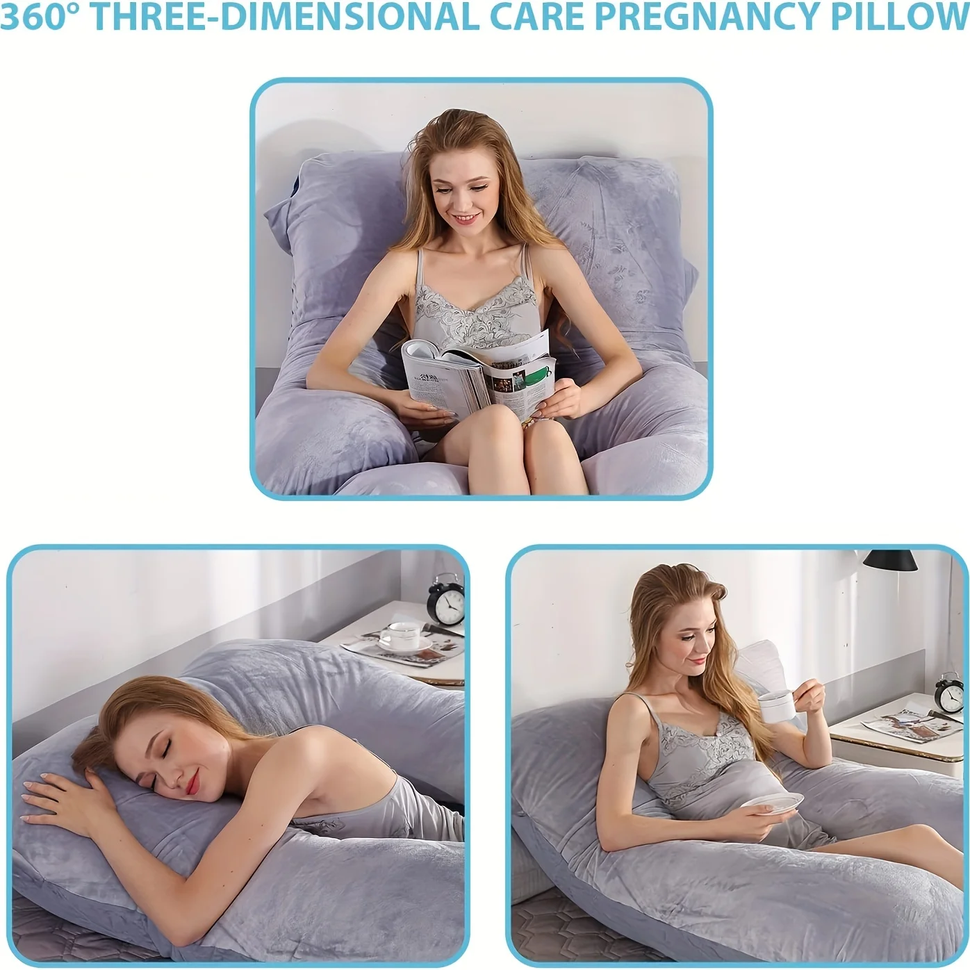 Velvet Maternity Support Pillow, Soft, Removable and Washable for Side Sleeping, Back and Tummy Support, Perfect Gift for Moms