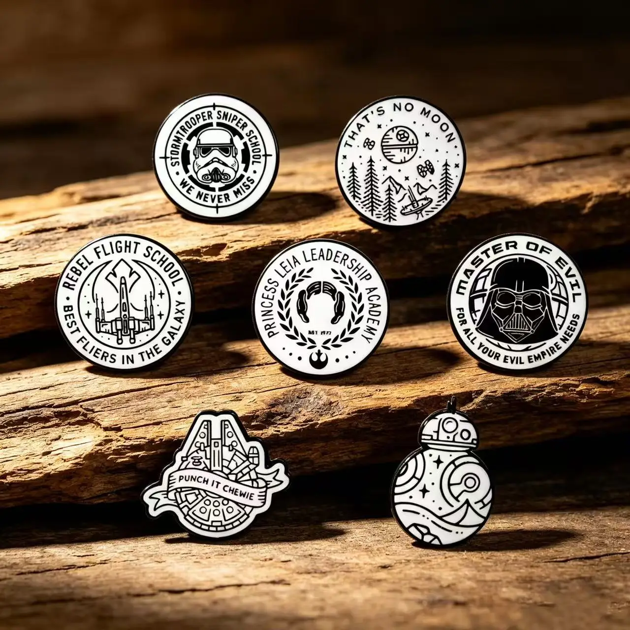 7pcs Star Wars Enamel Pin Set - Darth Vader Stormtrooper Millennium Falcon - Metal Badges for Backpacks Clothing Jewelry